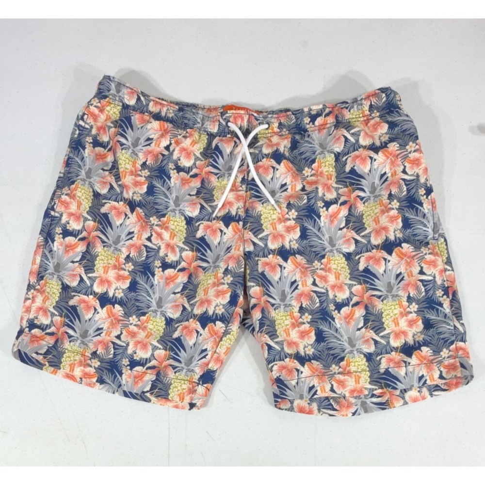 Tallia Sport‎ Swim Trunks XL Blue Pink Floral Pineapple Tropical Beach Shorts